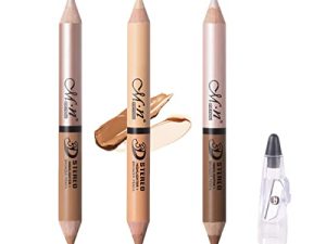 MEICOLY Highlight Contour Stick 6 Colors Double-Headed Facial 3D Bronzer Face Pearl White Shimmer Cream Pen with Pencil Sharpener