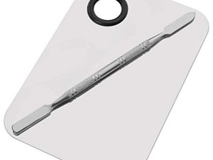 Miamay 6 by 4 Inches Makeup Palette Stainless Steel Palette Cosmetic Artist Mixing Palette with 6 Inches Spatula Tool