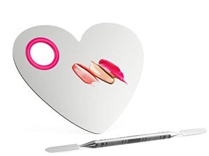 Luxspire Professional Makeup Palette Stainless Steel Heart Cosmetics Foundation Nail-art Mixing Blending Make up Tools with Spatula for Eye Shadow