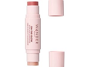 Highlighter Makeup & Blush Stick - WANDER BEAUTY ON-THE-GLOW- Blush & Illuminator Makeup. Cream Blush & Highlighter Makeup in Double Ended Stick. Makeup Highlighter & Color for Face & Body. Cruelty Free. (Sienna Sunset/Nude Glow)