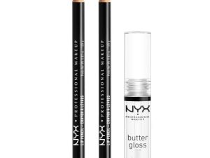 NYX PROFESSIONAL MAKEUP Slim Lip Pencil (Peakaboo Neutral) + Butter Gloss (Sugar Glass