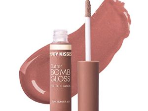 Ruby Kisses Lip Gloss Butter Bomb Gloss Non-Sticky Lip Gloss Vitamin E Natural Nude Lip Makeup - 7.8mL (0.26 US fl.oz) (Beau)