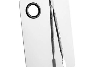 Professional Pro Stainless Steel Makeup Palette Cosmetic Palette with Spatula Tool Makeup Art Tool For Nail Art Eye Shadow Eyelash Makeup Professional Pigment Blending（6 x 4 Inch Sliver）