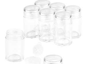 6 Packs Clear Plastic Loose Powder Jar 10 ml Empty Face Powder Case Eyeshow Powder Box Makeup Concealer Powder Sifter Container Cosmetic Powder Sample Pots Bottles