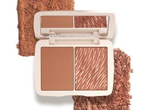COVER FX Monochromatic Bronzer Duo - Suntan Bronze - Soft Matte and Luminous Shimmer Powder Bronzer Makeup - All Skin Types - 0.51 Oz