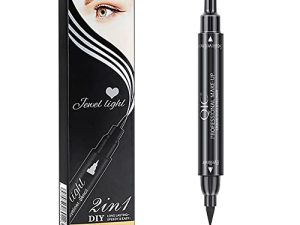 Dual Ended Black Liquid Eyeliner - 2 in 1 Winged Cat Eye Stamp & Felt-tip Eyeliner Pen