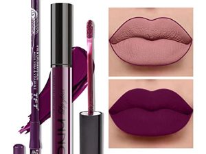 2Pcs Matte Light Purple Lip Liner and Lipstick Makeup Set