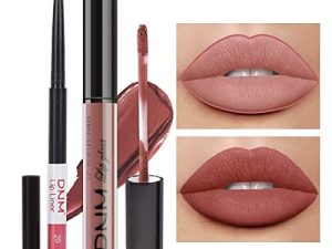 2pcs Matte Light Rosey Nude Lip Liner and Lipstick Makeup Set