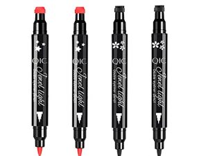 Red & Black Liquid Eyeliner and Heart Star Stamp Set│4 PCs Winged Eye Liners and Fun Shapes Stamps