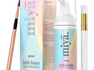 Eyelash Extension Cleanser + Rose Gold Mascara Wand & Brush | Eyelid Cleanser | Lash Bath | Paraben & Sulfate Free Makeup Remover Lash Cleanser for Extensions | Salon & Home | Miya Lash Shampoo 50ml