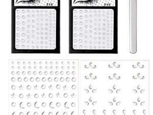 RLMOON Face Gem Eye Body jewels Crystal Fake Nose Stud Self-Adhesive Rhinestone Stickers for Makeup Rainbow Pearl Face Gems Stick on for Party Nail Art Decorations Bling