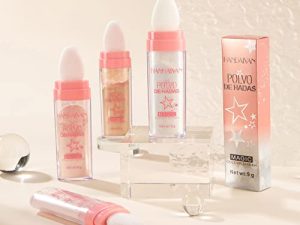 3 Colors Highlighter Powder Polvo De Hadas Shimmer Highlighter Powder Fairy Highlight Patting Powder Contour Blush Powder Makeup for Face Body Highlight Makeup (01)
