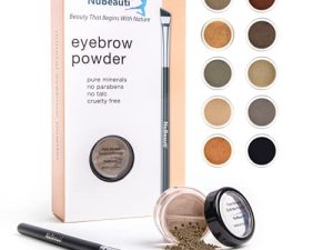 Natural Eyebrow Powder Eyebrow Kit – Mica Brow Powder Eyebrow Makeup Kit with Professional Angled Eyebrow Brush – 10 Natural Shades – No Parabens or Chemicals – Eyebrow Shaper Kit by NuBeauti