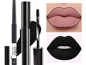 AMY'S DIARY 2pcs Black Matte Lip Liner and Lipstick Makeup Set