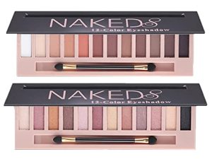 BestLand 2 Pack 12 Colors Makeup Nude Colors Eyeshadow Palette Natural Nude Matte Shimmer Glitter Pigment Eye Shadow Pallete Set Waterproof Smokey Professional Beauty Makeup Kit (2 PCS)