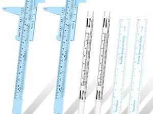 6 Pieces Eyebrow Tools 2 Pieces Eyebrow Measuring Ruler 2 Pieces Microblading White Marker Pen with Paper Ruler Skin Marker Eyebrow Permanent Makeup Position Mark Tools for Eyebrow Lips Skin