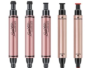 Pinkiou 2 in 1 Double-headed Eyeliner Stamps Set Black Liquid Eye Liner Pen With Eye Makeup Stamp Long Lasting & Waterproof Smudgeproof Eyeliner Tattoo Tool for Women