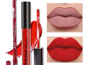 AMY'S DIARY 2pcs Matte Red Lip Liner and Lipstick Makeup Set