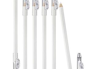 6 Pieces Eyeliner Pencils with a Built-in Sharpener 2-In-1 Eye Liner Pen Soft Strokes Eye Silkworm Brighten Pencil Beauty Makeup Tool Christmas Valentine s Day Present for Women Girls (White)