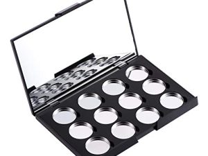 Allwon Empty Magnetic Eyeshadow Makeup Palette with Mirror and 12Pcs 26mm Round Metal Pans