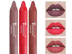 XINGXYUEL 3PCS Nude Lipstick Set Matte Lip Stick Waterproof Long Lasting Lipstick Non-Stick Cup Velvet Lip Gloss Lip Stain Professional Lip Makeup Matte Lipstick Set C