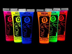 UV Glow Blacklight Face and Body Paint 0.34oz - Set of 6 Tubes - Neon Fluorescent
