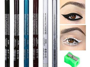 6Pcs White Silver Black Brown Colored Shimmer Glitter Gel Eyeliner Pencil Pen Set