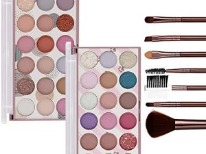 MISS ROSE M 2Pcs Eyeshadow Palette +7 Pcs Cosmetic brush ，Makeup Kit Set For Women