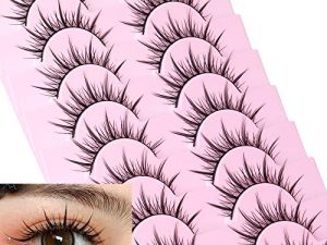 ALPHONSE Fairy Manga Lashes Japanese Spiky Anime False Eyelashes 3D Natural look Korean Makeup Little Devil Fake Lashes 9 Pairs Pack