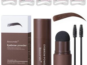 ibcccndc One Step Eyebrow Stamp Shaping Kit - Eyebrow Powder Stamp with 10 Reusable Eyebrow Stencils 2 Eyebrow Pen Brushes