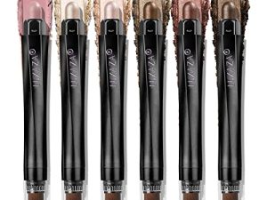 LUXAZA 6PCS Neutral Eyeshadow Stick Blush Pearl Pink Brown Makeup Set