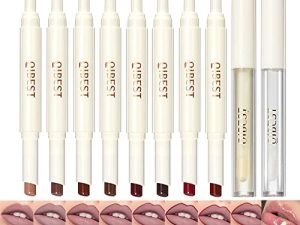 Skynest 8Pcs Matte Lipstick and Lip Liner Pens + 2Pcs Lip Oil Set