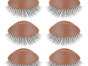 WBCBEC 3 Pairs Replacement Eyelids for Mannequin Head Removable Realistic Eyelids with Eyelashes Mannequin Head Eyelids for Eyelash Training Practice Makeup Eyelash Extensions