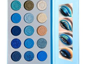 DE'LANCI Space Blue Eyeshadow Palette 15 Color Cosmetics Pressed Pigment Christmas Snowflake Eye Shadow Pallete Matte Shimmer Glitter Drama Makeup Eye Shadow Powder Long Lasting