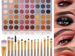 UCANBE 54 Colors Amber Gem Eyeshadow Palette + 15 PCS Eye Brushes Set