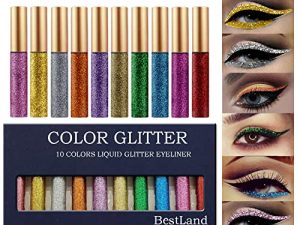 10 Colors Liquid Glitter Eyeliner Metallic Shimmer Glitter Eyeshadow Pigment Eyebrown Shimmer Waterproof Face Lips Art for Party Festival Makeup