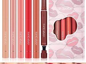 Bysiter 6 Colors Matte Lipstick Lip Liner Pencil Set Double End Matte Lipgloss Lipliner Set Waterproof Lip Gloss Non-Stick Cup Long Lasting Cosmetics Lip Stick Professional Lip Makeup Kit