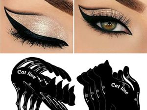 4 Pairs Eyeliner Eyeshadow Stencils Cat Winged Eyeliner Sticker Cut Crease Eyeshadow Stamp Pads Quick Smokey Eye Tool Eye Line Tape for Beginners Makeup Artist Supplies Must Haves (cat Card)
