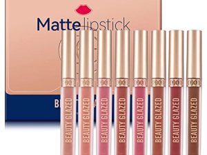 8PCS Matte Liquid Lipstick Set Non-Stick Cup Waterproof Long Lasting Birthday Edition Durable Liquid Lipgloss Beauty Cosmetics Makeup Set Gifts for Women Girls (Matte Lipstick)