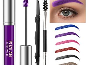 POZILAN Purple Eyebrow Gel Waterproof with Eyebrow Brush - 0.211 Fl Oz Colored Brow Gel Purple Eyebrow Mascara for Colored Brow Makeup