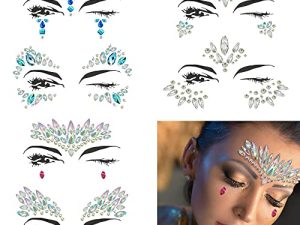 Halloween Face jewels festival Women Mermaid Face Gems Glitter 6 Sets Rhinestone Rave Festival Face Jewels