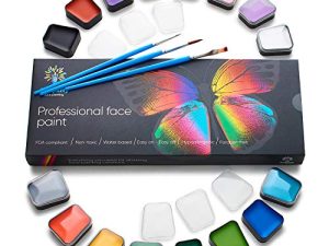 Face Paint Kit – Easy to Apply & Remove – Dermatologically Tested – Water Activated – Non-Toxic & Hypoallergenic – Professional Face Painting Kit for Kids & Adults