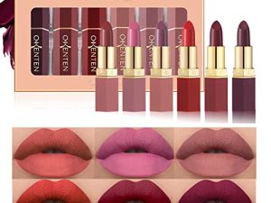 OKENTEN 6 Colors Matte Lipstick Set Waterproof Long-Lasting Moisturizing Makeup Lipsticks Nude Lipstick Makeup Gift Set labiales matte larga duracion 26