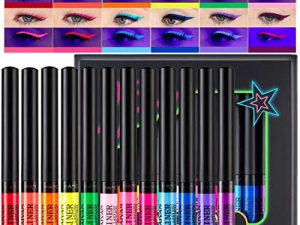 LemonSac 12 Colors Matte Liquid Eyeliner Set Rainbow Colorful Neon Eyeliner Pencil Pigmented Waterproof Smudgeproof Long Lasting Gel Eye Liner Gift Kit for Women (12PCSC)