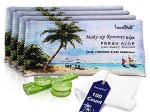 TRAVELWELL Cleanings & Make-Up Remover Wipes Individually Wrapped 100 Count per Package Nartural Fresh Aloe Acohol Free Travel Packs Elderly Bathing Hotel Toiletries Amenities Landscape Series