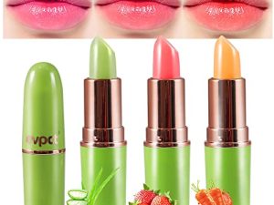 3Pcs Aloe Vera Strawberry Carrot Lipstick Lip Color Changing Color Lipstick Lip Balm Set