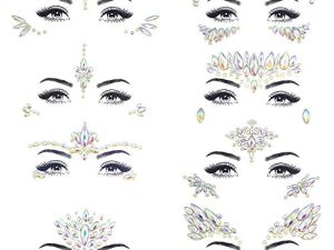 Noctilucent Face Gems Luminous Temporary Tattoo Stickers Acrylic Crystal Glitter Stickers Waterproof Face Jewels Rainbow Tears Rhinestone for Party