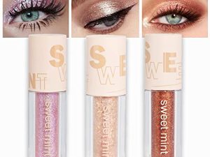 3 Pcs Waterproof Golden Purple Liquid Glitter Metal Eye Shadow Set