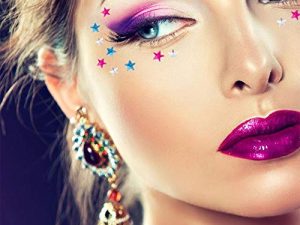 Eye Corners Face Jewels Blue Stars Bindi Rhinestone Festival Face Gems Tattoo Decorations Jewels Body Glitter Crystal Sticker Temporary Face Tattoo for Festival Rave Outfit