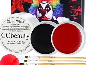CCbeauty Clown Makeup Kit Professional White Black Red Face Paint Foundation Cream